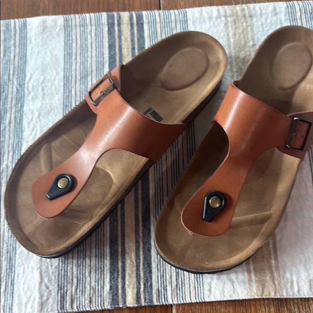 New Brown Slide MM Sandals with Black Details